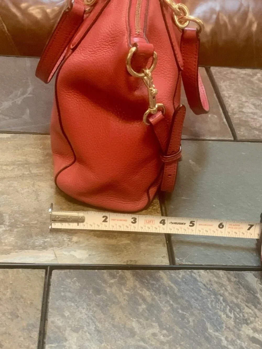 COACH Kelsey Pebbled Red Leather Satchel Crossbody Bag